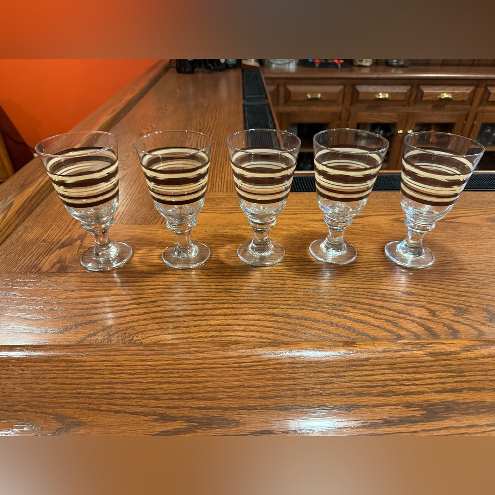 Pfaltzgraff Cafe Elegant Striped Glass Goblets - Set of 5